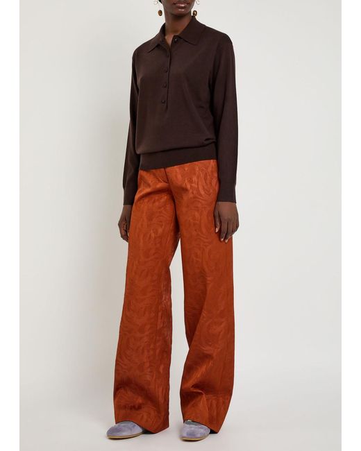 Dries Van Noten Brown Tuno Wool Polo Top
