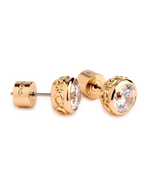 COACH White Signature Crystal Stud Earrings