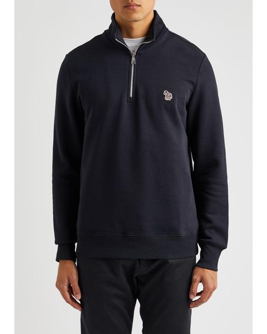 PS by Paul Smith Blue Logo Cotton Half-zip Sweatshirt for men