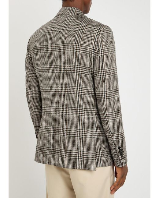 Lardini Gray Houndstooth Wool And Silk-Blend Designer Blazer Uk40 for men