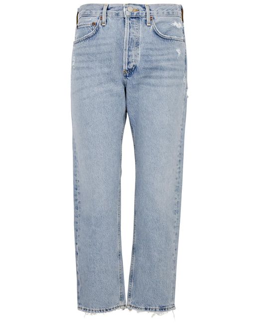 Agolde Blue Parker Distressed Straight-leg Jeans