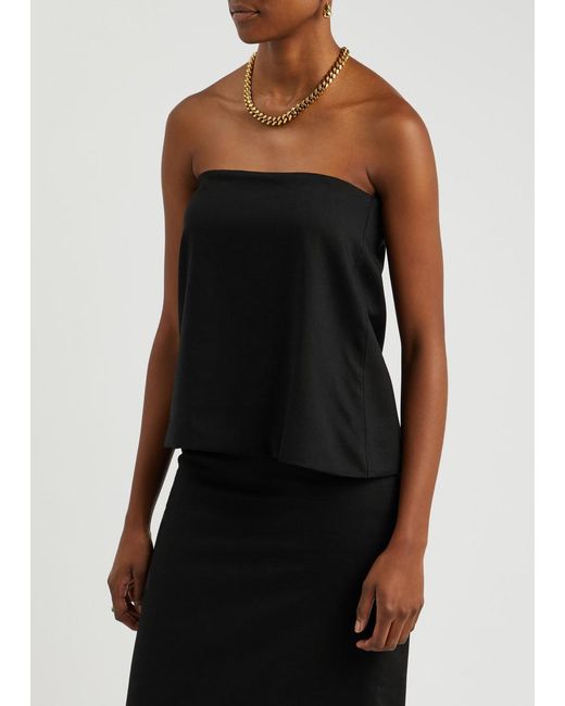 AEXAE Black Strapless Woven Top