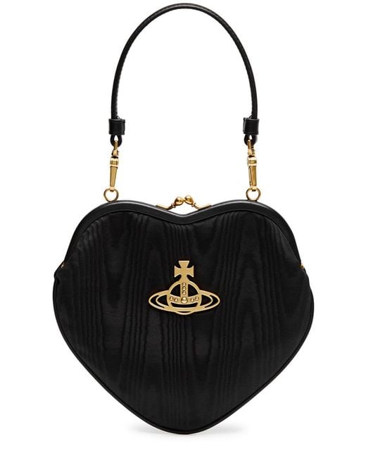 Vivienne Westwood Black Belle Heart Moiré Top Handle Bag