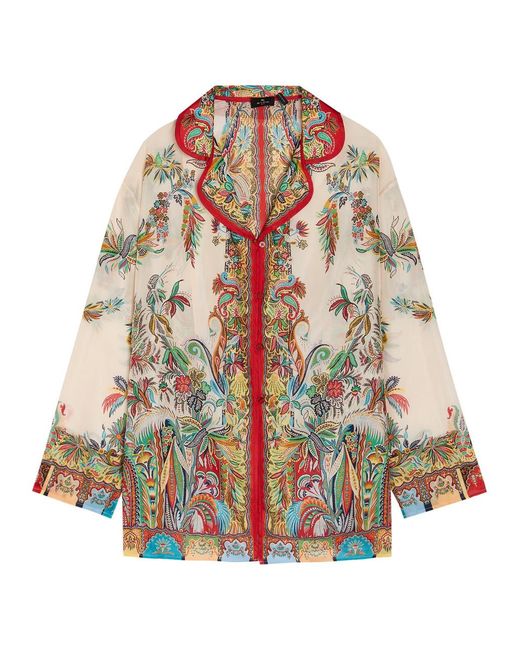 Etro Multicolor Printed Silk Cover-Up Shirt