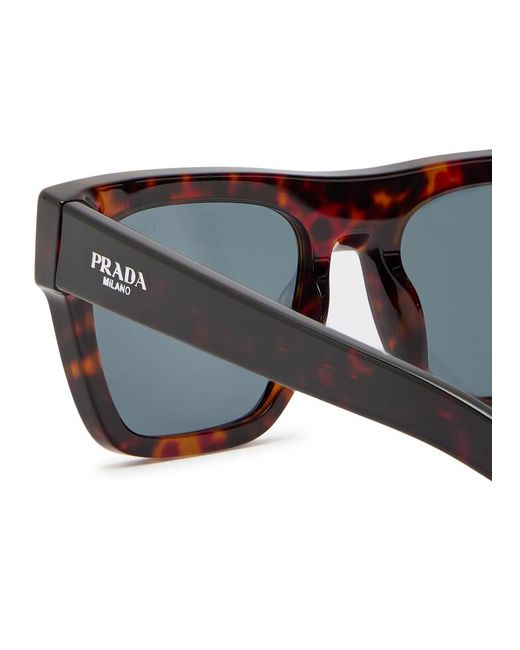Prada Black Flattop Square-Frame Sunglasses for men