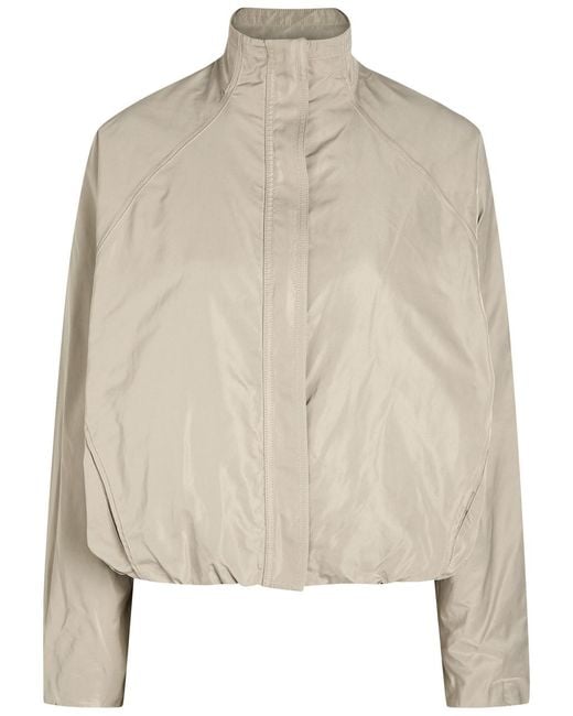 Alaïa Natural High-Neck Woven Windbreaker Jacket