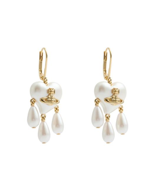 Vivienne Westwood White Sheryl Faux Pearl Drop Earrings