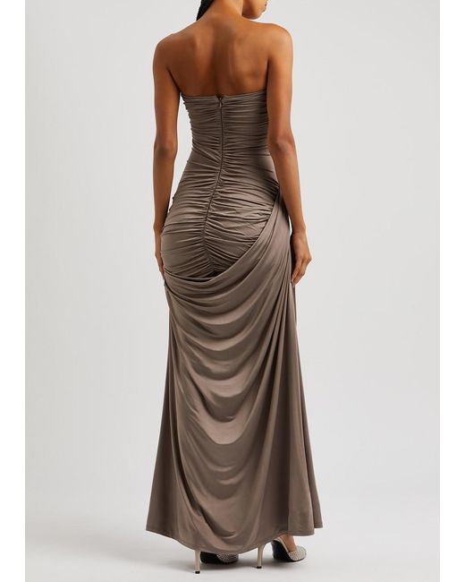 Paris Georgia Natural Val Strapless Stretch-jersey Maxi Dress