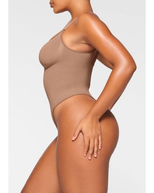 Skims Brown Seamless Sculpt Thong Bodysuit