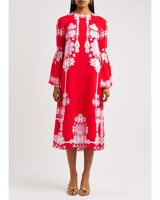 Borgo De Nor Red Astoria Printed Midi Dress