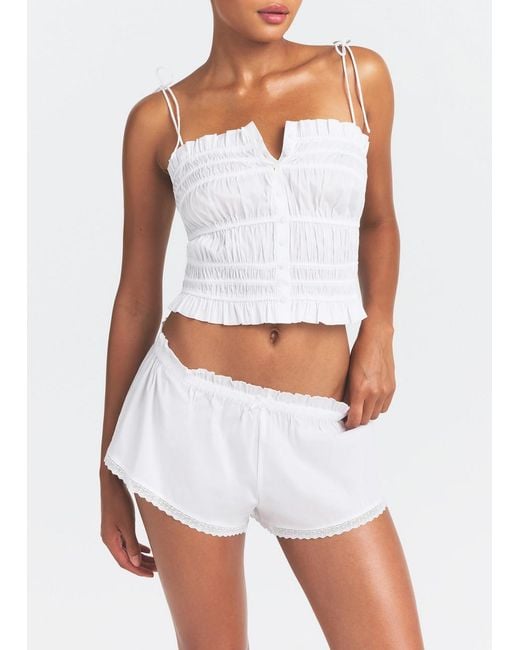 Skims White Ruffled Poplin Cami Top
