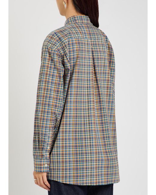 Totême  Gray Checked Cotton-Poplin Shirt