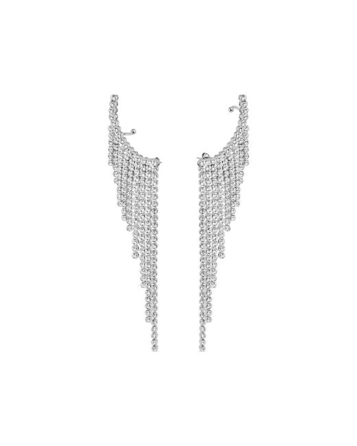 Rabanne White Fringed Crystal-Embellished Drop Earrings