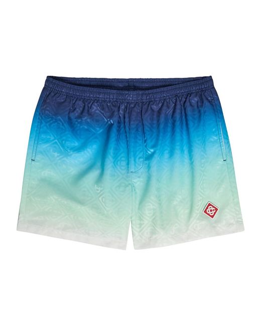 Casablanca Blue Degradé Logo-Print Shell Swim Shorts for men