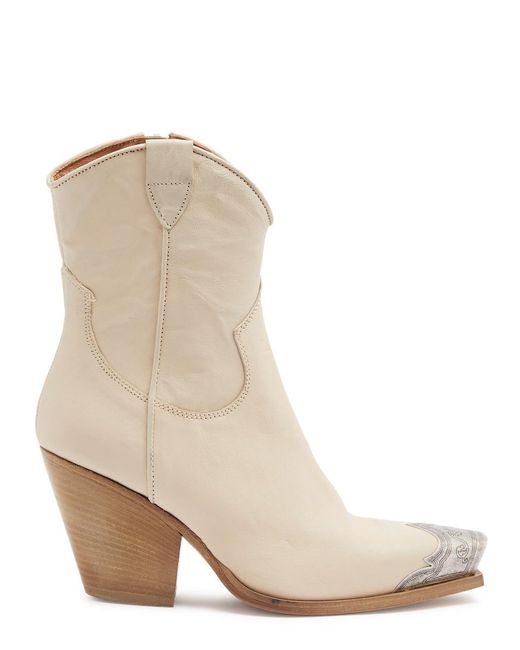 Free People Natural Brayden Leather Cowboy Boots