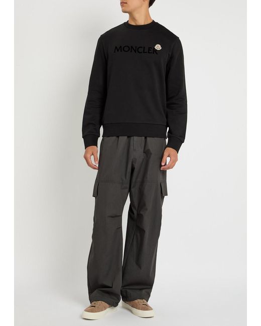 Moncler Black Logo Badge Cotton Sweatshirt for men
