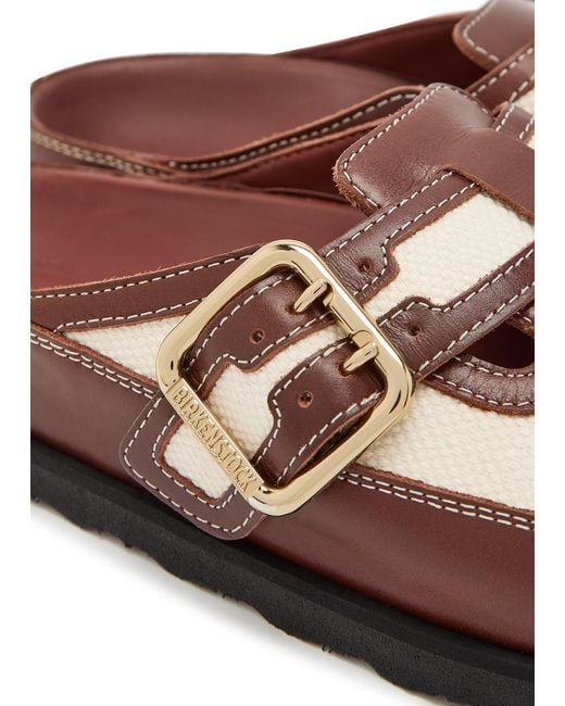 Birkenstock Brown Boston Bold Canvas And Leather Clogs