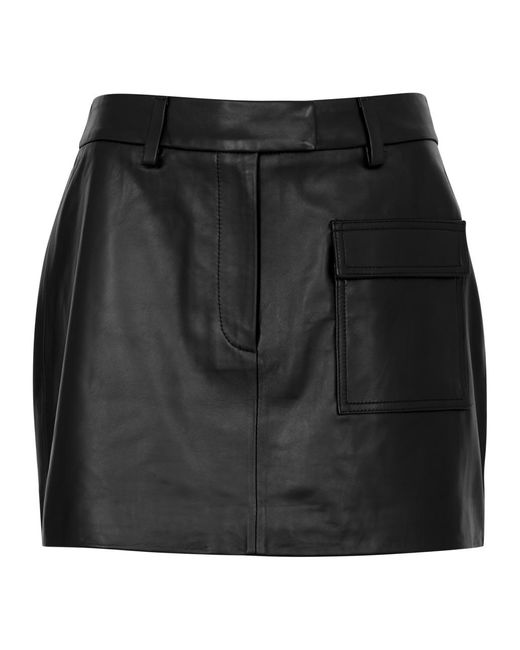 AEXAE Black Leather Mini Skirt