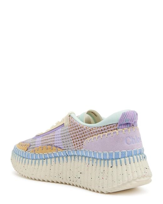 Chloé White Nama Panelled Knitted Sneakers