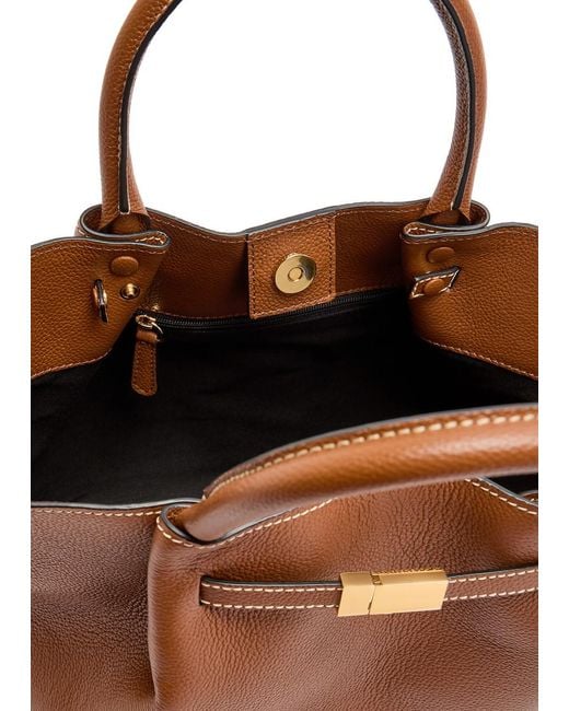 DeMellier London Brown New York Midi Grained Leather Tote