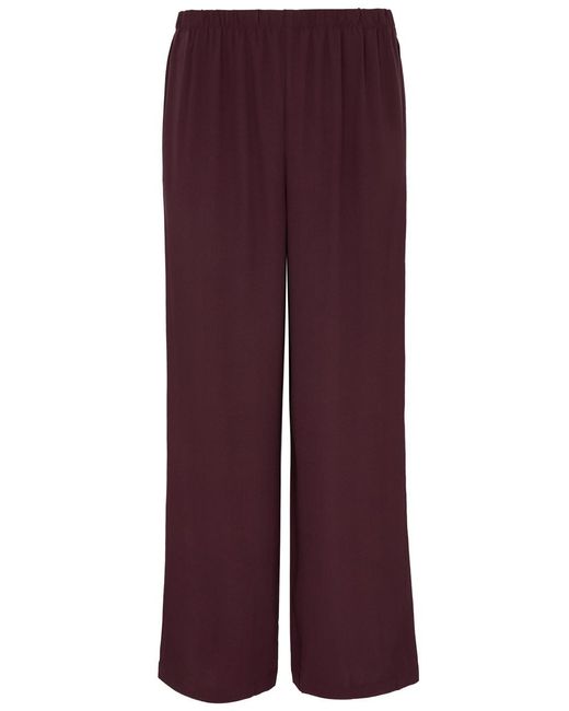 Eileen Fisher Purple Straight-Leg Silk-Georgette Trousers
