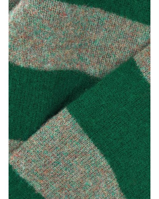 YMC Green Jets Stripe-intarsia Wool Jumper