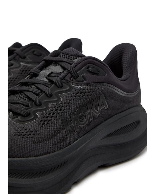 Hoka One One Black Bondi 9 Jacquard Mesh-Knit Sneakers for men