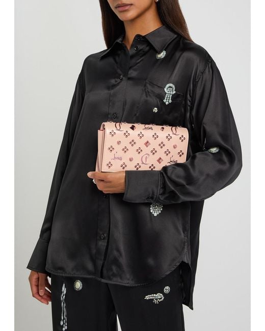Christian Louboutin Pink Paloma Embellished Leather Clutch