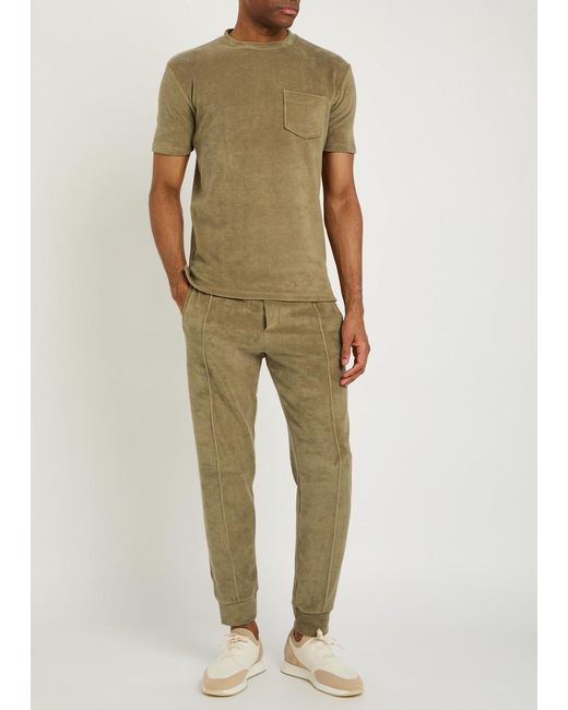 Aurélien Natural Pintuck Tapered-Leg Terry Sweatpants for men