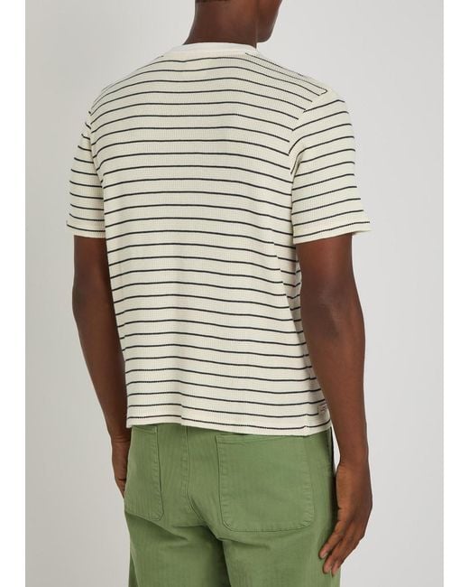 Percival Gray Waffle-Knit Striped Cotton T-Shirt for men