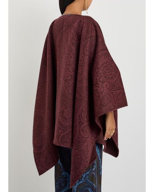Etro Purple Paisley-Print Wool-Blend Cape