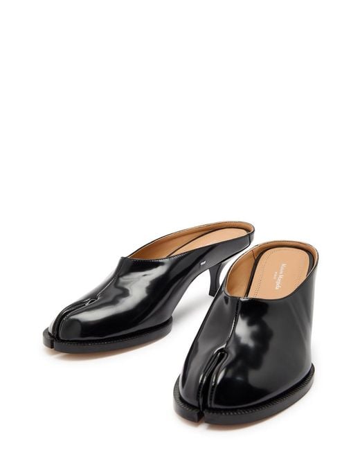 Maison Margiela Black Tabi City 55 Glossed Leather Mules