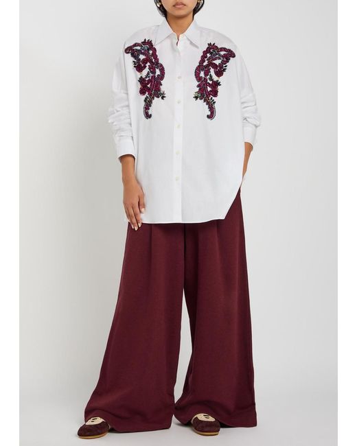 Dries Van Noten White Casia Embellished Cotton-Poplin Shirt