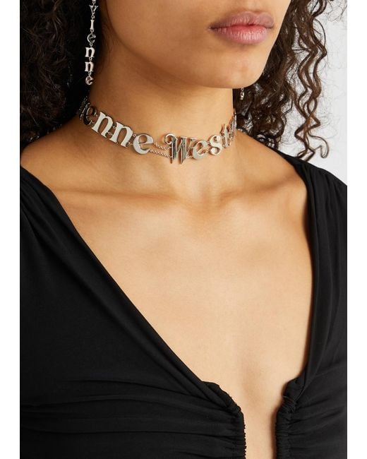◆Vivienne Westwood◆RAIMUNDA CHOKER チョーカー Raimunda Choker in PLATINUM-BLACK-Enamel | Vivienne Westwood®