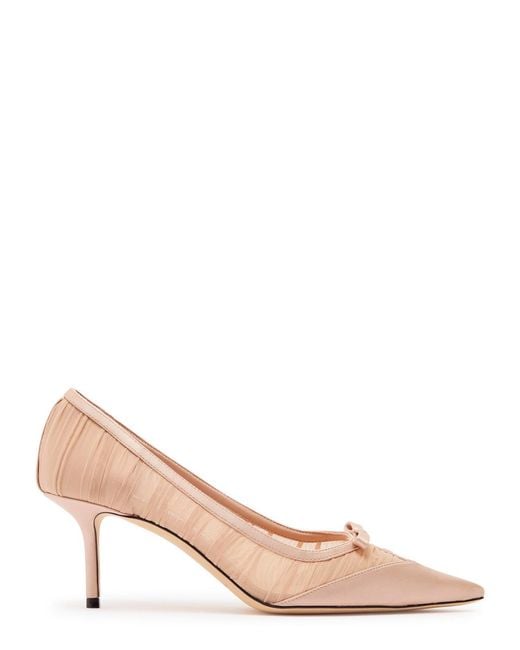 Jimmy Choo Pink Love Mesh 65 Satin And Tulle Pumps