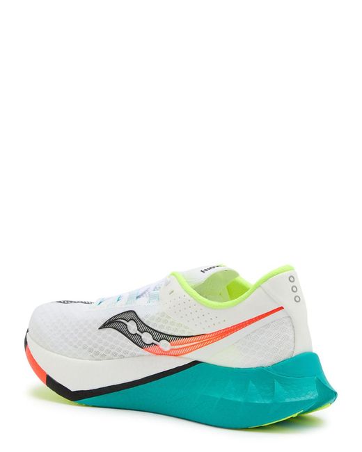Saucony White Endorphin Pro 4 Panelled Mesh Trainers for men