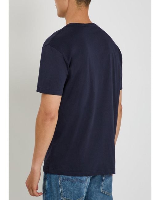 Gant Blue Logo-Embroidered Cotton T-Shirt for men