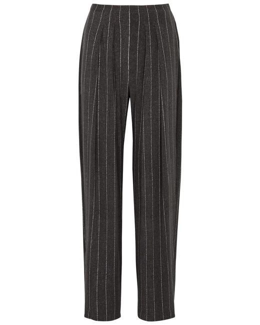 Norma Kamali Gray Striped Stretch-jersey Trousers