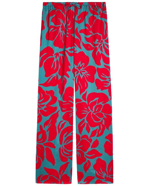 Dries Van Noten Red Puvis Patterned Satin Trousers