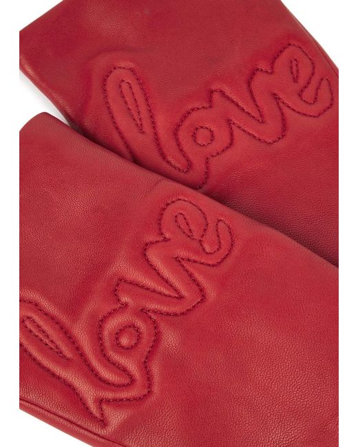 Agnelle Red Moor Love Leather Gloves