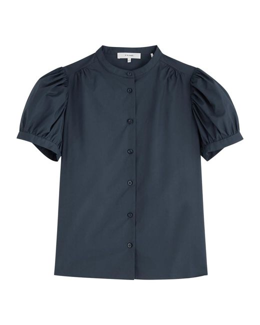 FRAME Blue Cotton-Poplin Top