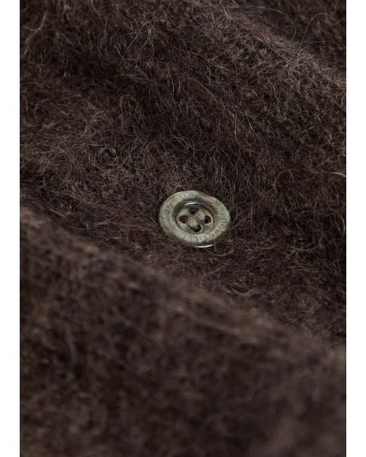 vowels Brown V-Neck Mohair-Blend Cardigan for men