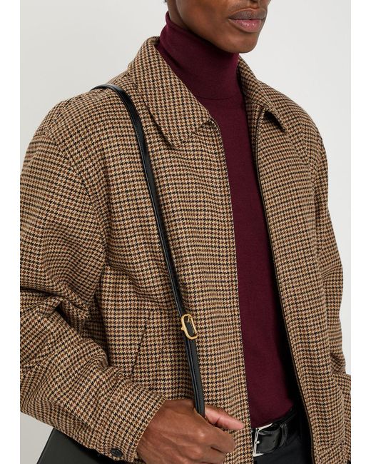 Saint Laurent Brown Houndstooth-Jacquard Woven Jacket