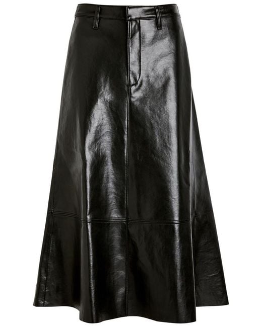 Citizens of Humanity Black Cassia Leather Midi Skirt