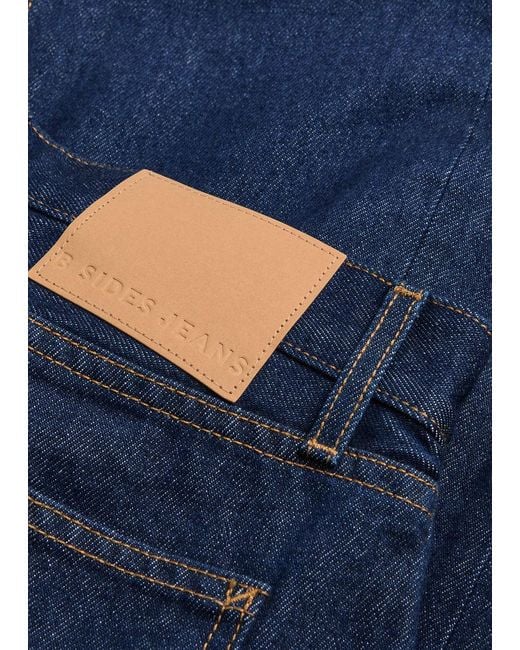 B Sides Blue Slim Lasso Structured Barrel-Leg Jeans