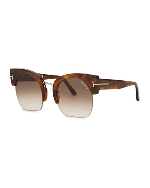 Tom Ford Brown Savannah Clubmaster-style Sunglasses