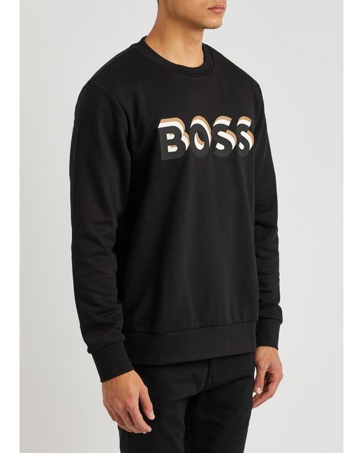 Boss Black Logo Cotton Sweatshirt for men
