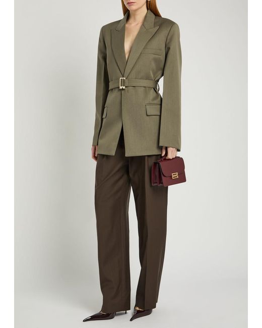 Victoria Beckham Green Belted Twill Blazer