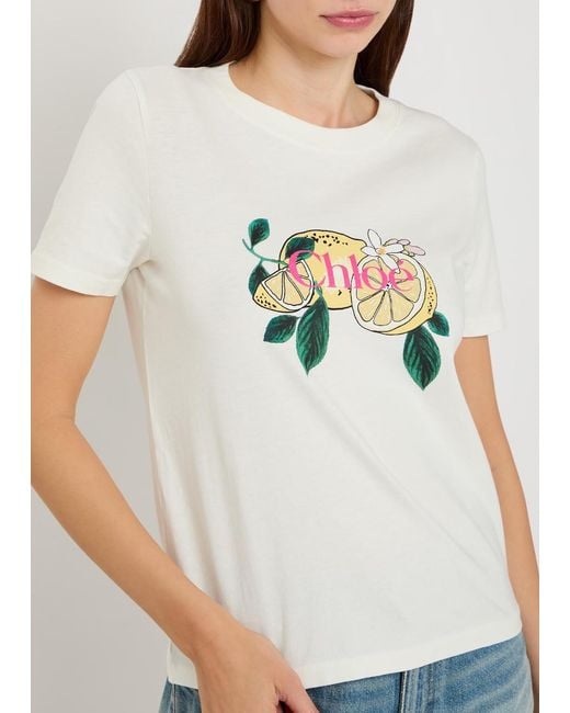 Chloé White Printed Cotton T-Shirt