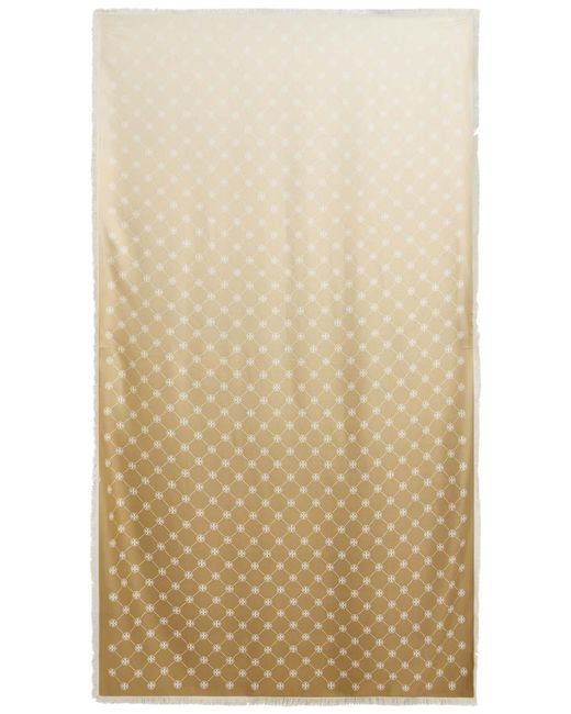 Tory Burch Brown Monogram-Print Silk Scarf